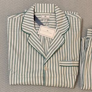 Petite Plume Green Striped Men's Pajama Set- Size Large